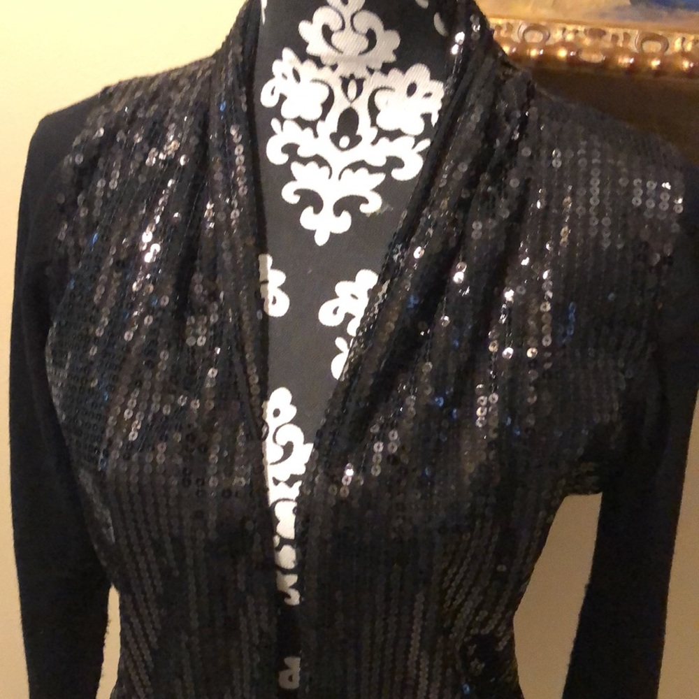 ⭐️ Verve Classic Open Front Sequins and Knit Cardigan Sweater
